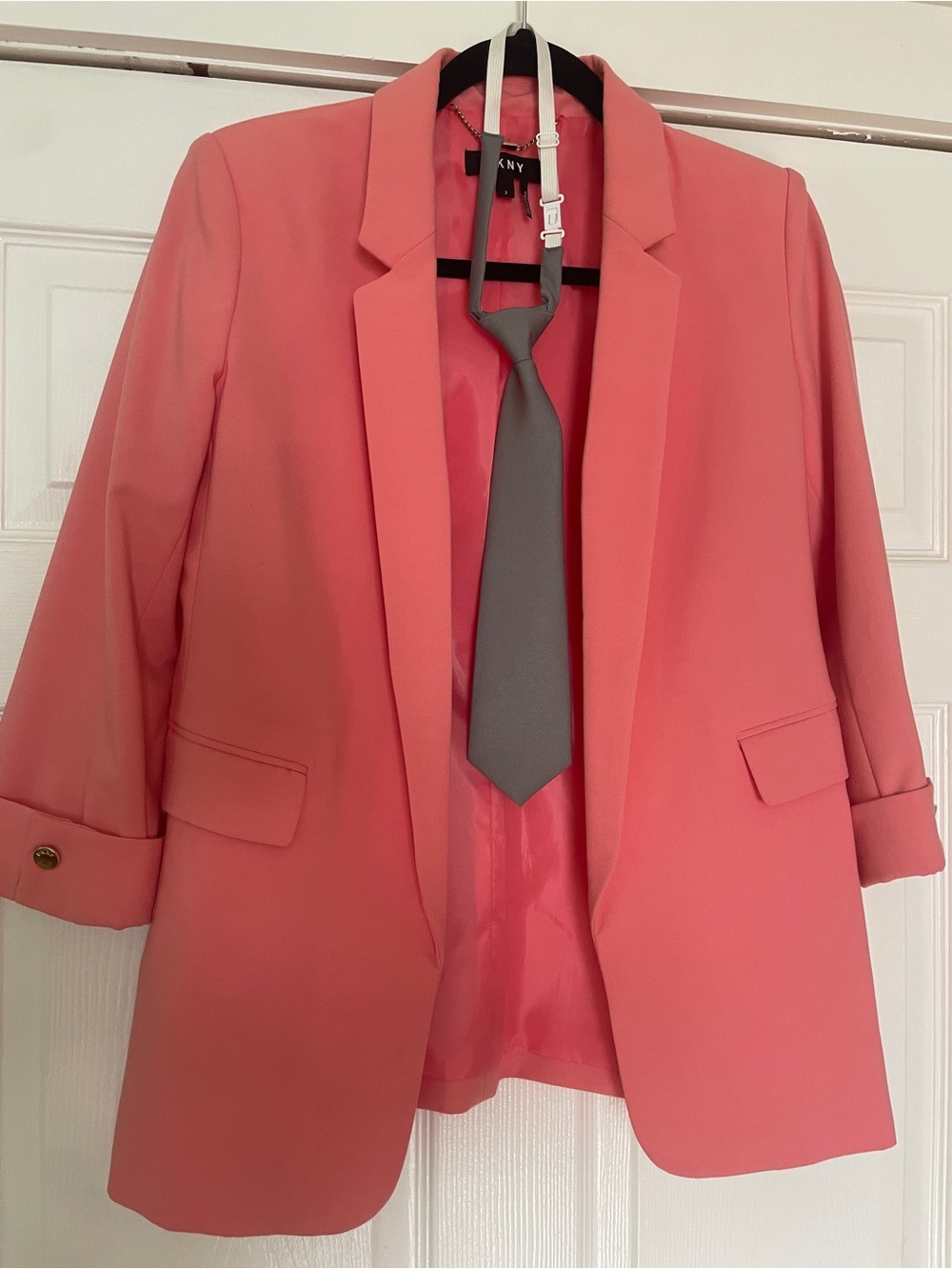 DKNY Coral Pink Women's Blazer - Slim Notch Lapel